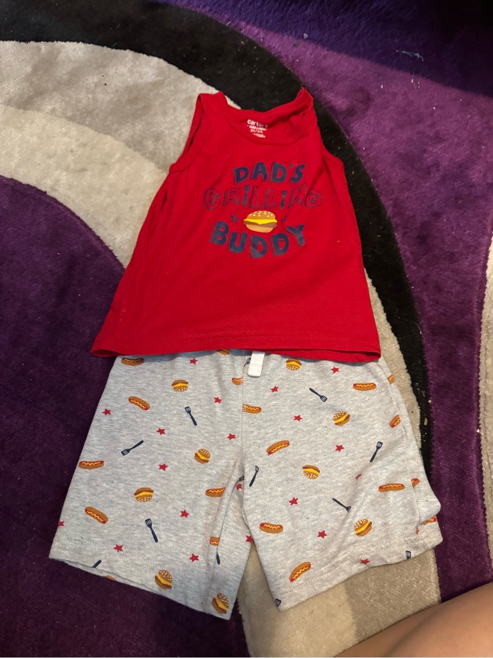 Carter's Red Tank Top and Gray Grilling-Print Shorts Set